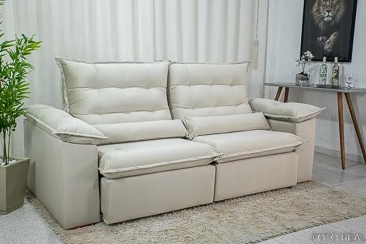 Sofá Retrátil e Reclinável Emanuelly 2,0m   Pague na Entrega!
