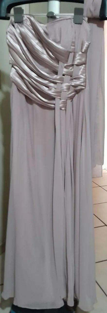 Vestido tomara que caia rosa cetim e voal Tam. P - Foto 2