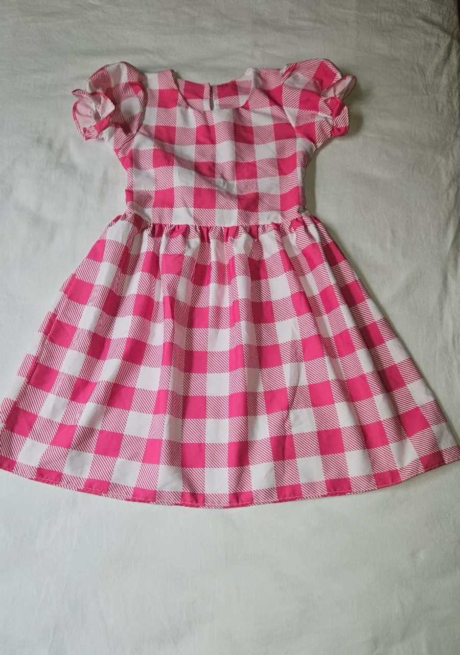 Vestido xadrez rosa infantil