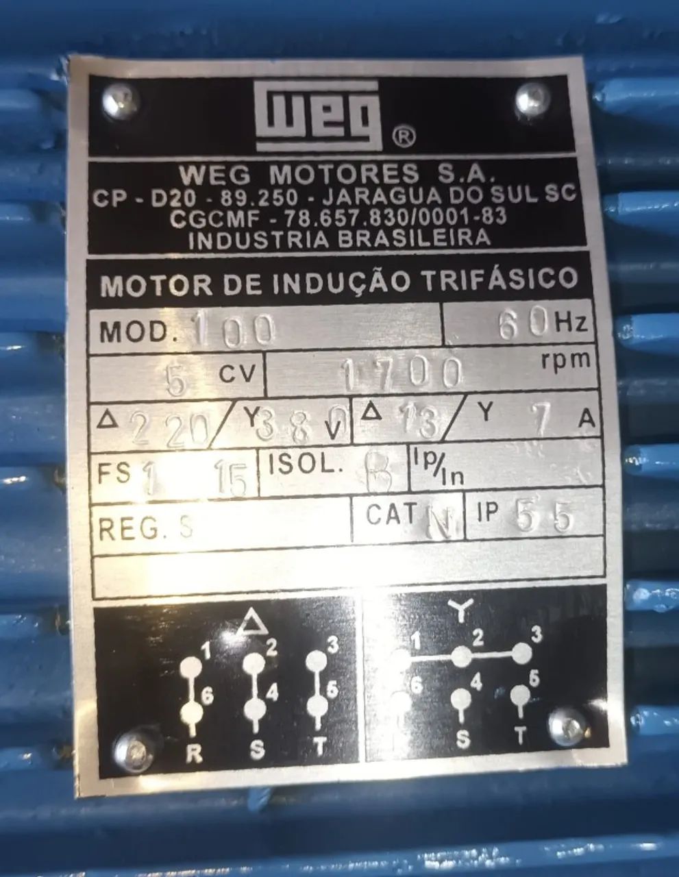 Moto Freio WEG 5cv (3,7kw) 4 Polos 1710rpm Trifásico 220v/380v - Foto 2