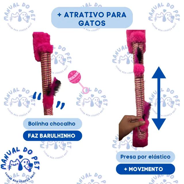 Arranhador p/ Gato em Sisal com Chocalho - 50 cm - Foto 2