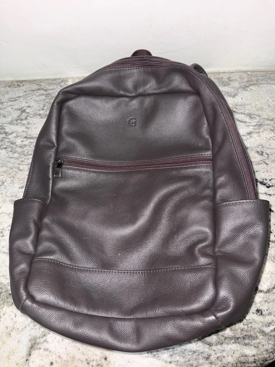 Mochila de Couro Marrom (Café ) - Foto 4