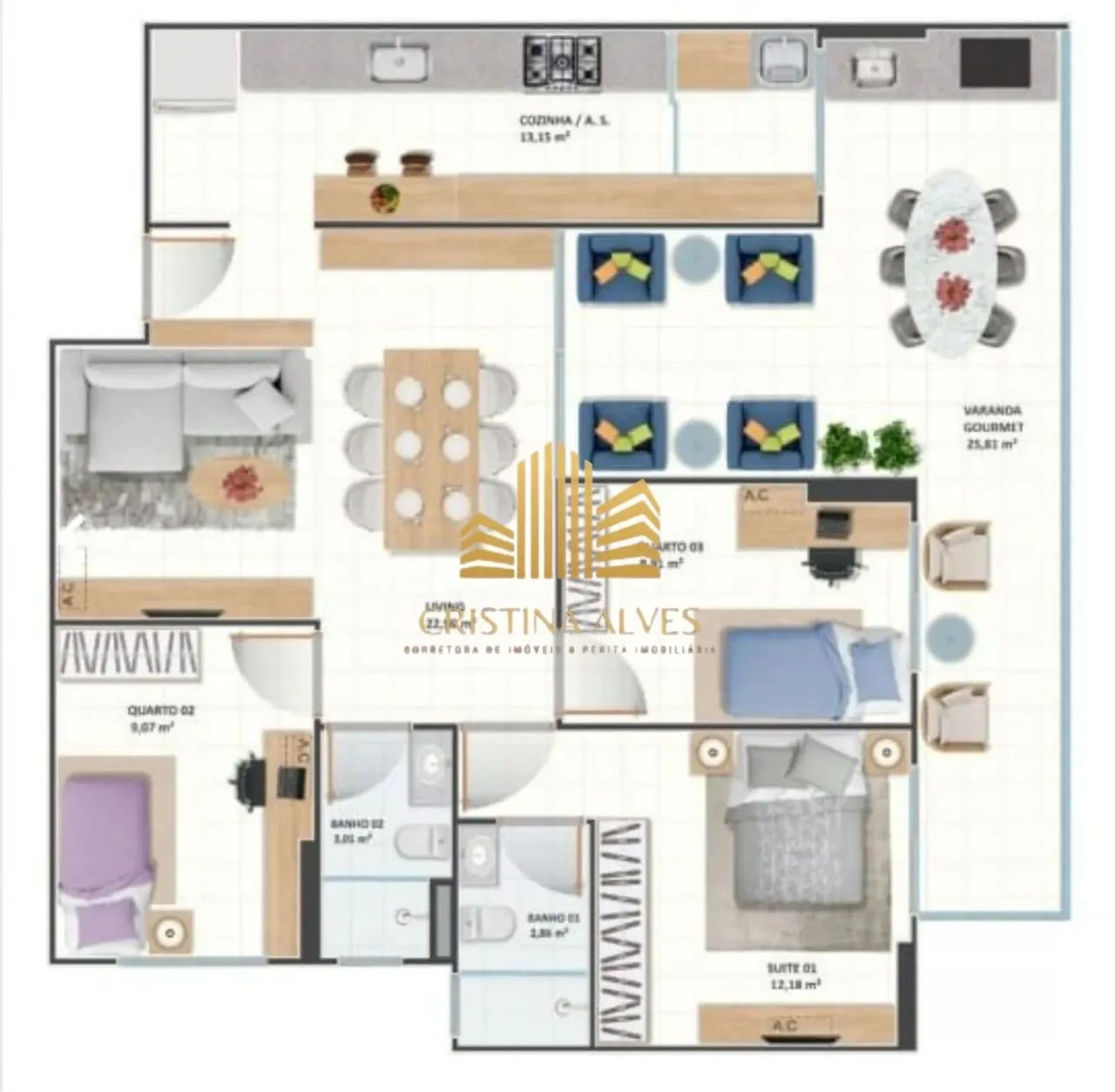 Apartamento para locação na Praia da Costa: 3 quartos, 1 suíte, 2 banheiros, 2 vagas de ga - Foto 4