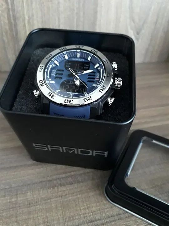 Relógio de pulso Casual analógico e digital SANDA - AZUL - NOVO E NA CAIXA - Foto 4