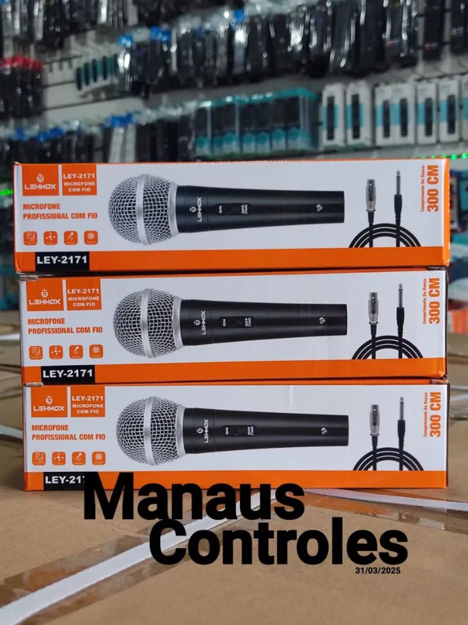 Microfone Profissional com Fio Lehmox LEY-2171 - 300cm