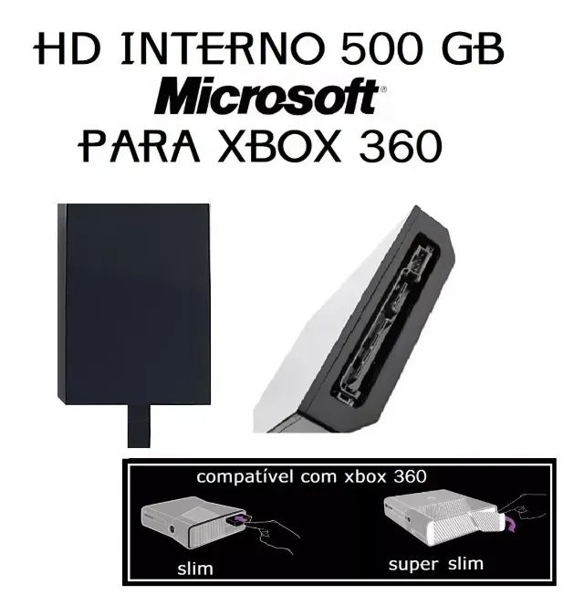 Disco rígido interno Microsoft Xbox 360 500GB Slim e Super Slim preto - Foto 3