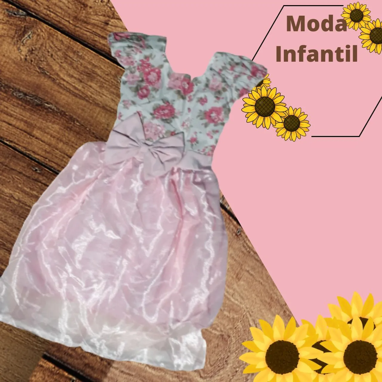 Vestido Luxinho - Rosa com Busto Floral ?