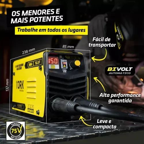 INVERSORA MMA 150 AMPERES KAB 150 MICRO 220V-Tork