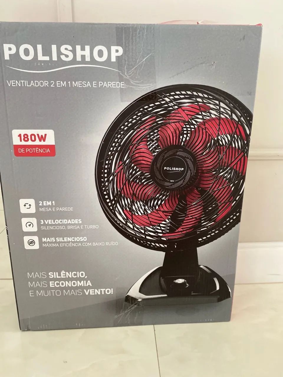 Ventilador 2 em 1 de mesa e parede Polishop 40cm Novo - Foto 4
