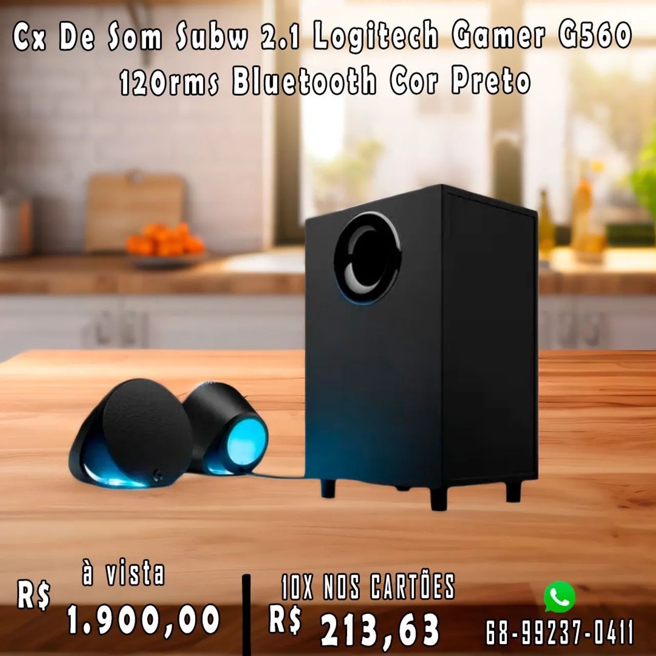 Auto falantes para games longitech g560 rgb novo Parcelo no cartão com taxa da máquina  - Foto 6