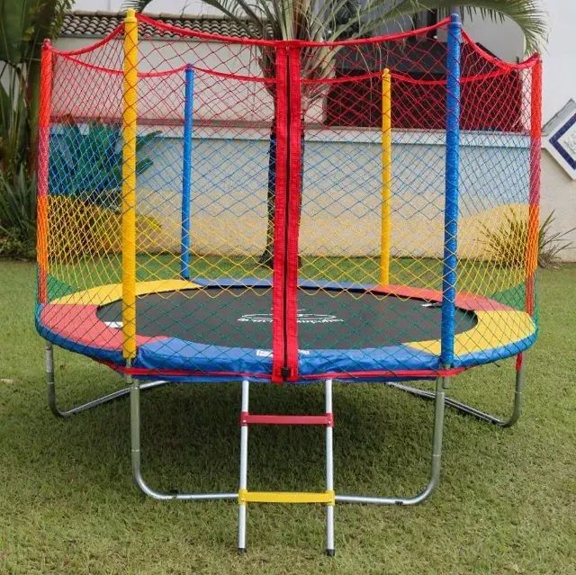 Pula Pula Grande Cama Elastica Barato 2,44m Henri Trampolim Preto Colorida - Foto 3
