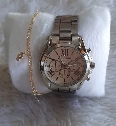 Relógio feminino com pulseira a prova de água Prata