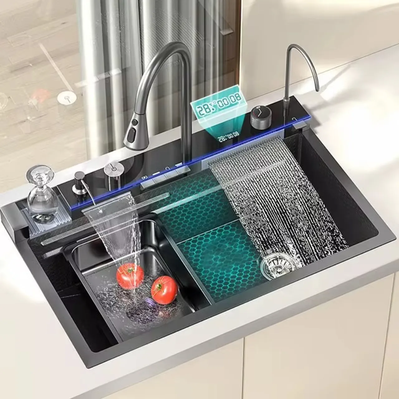 Pia de cozinha gourmet Inteligente aço 304 kit Cuba luxo