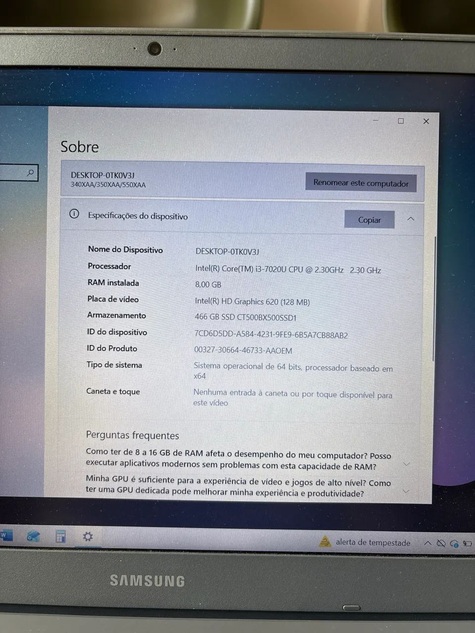 Notebook Samsung Core i3 8GB SSD 500GB - Foto 5