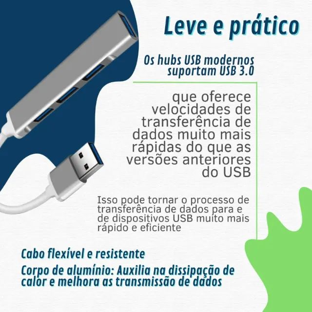 Hub Usb 4 Portas 3.0 Extensor Cabo High Speed Hd Pen Drive - Foto 2
