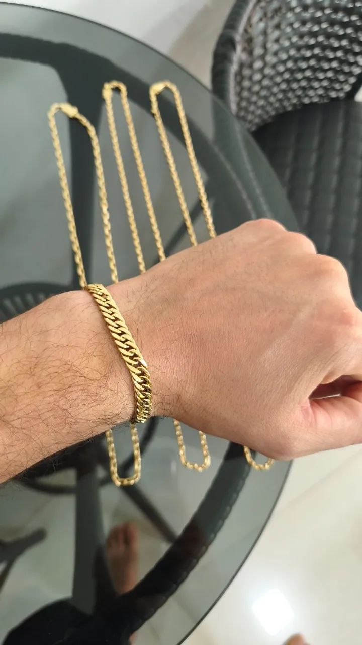 Corrente e pulseira de ouro 18k - Foto 4