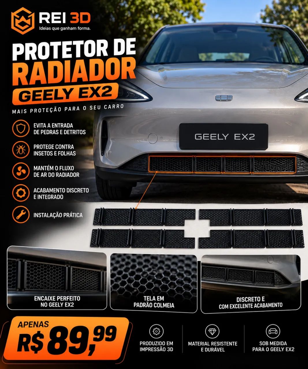 Protetor do Radiador do Geely Ex2 