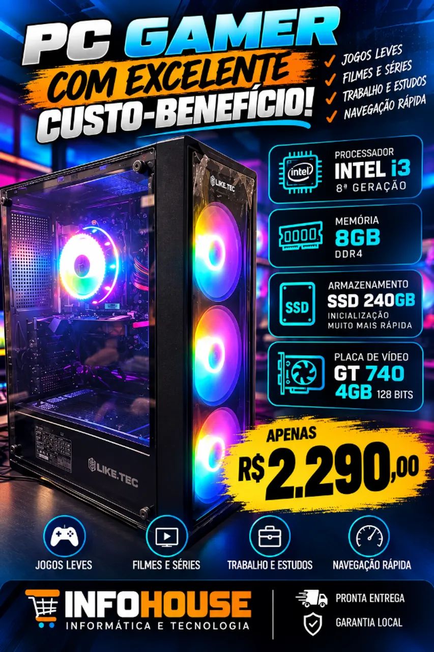 computador i3 intel de oitava geração - novo