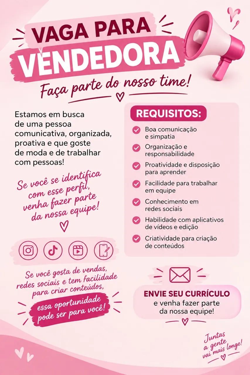 Estou contratando vendedora 