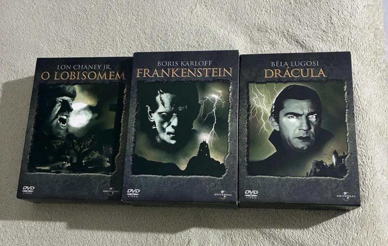 DVDs 3 boxes - Frankenstein 4, Lobisomem 3, Drácula 3 (Região 4)