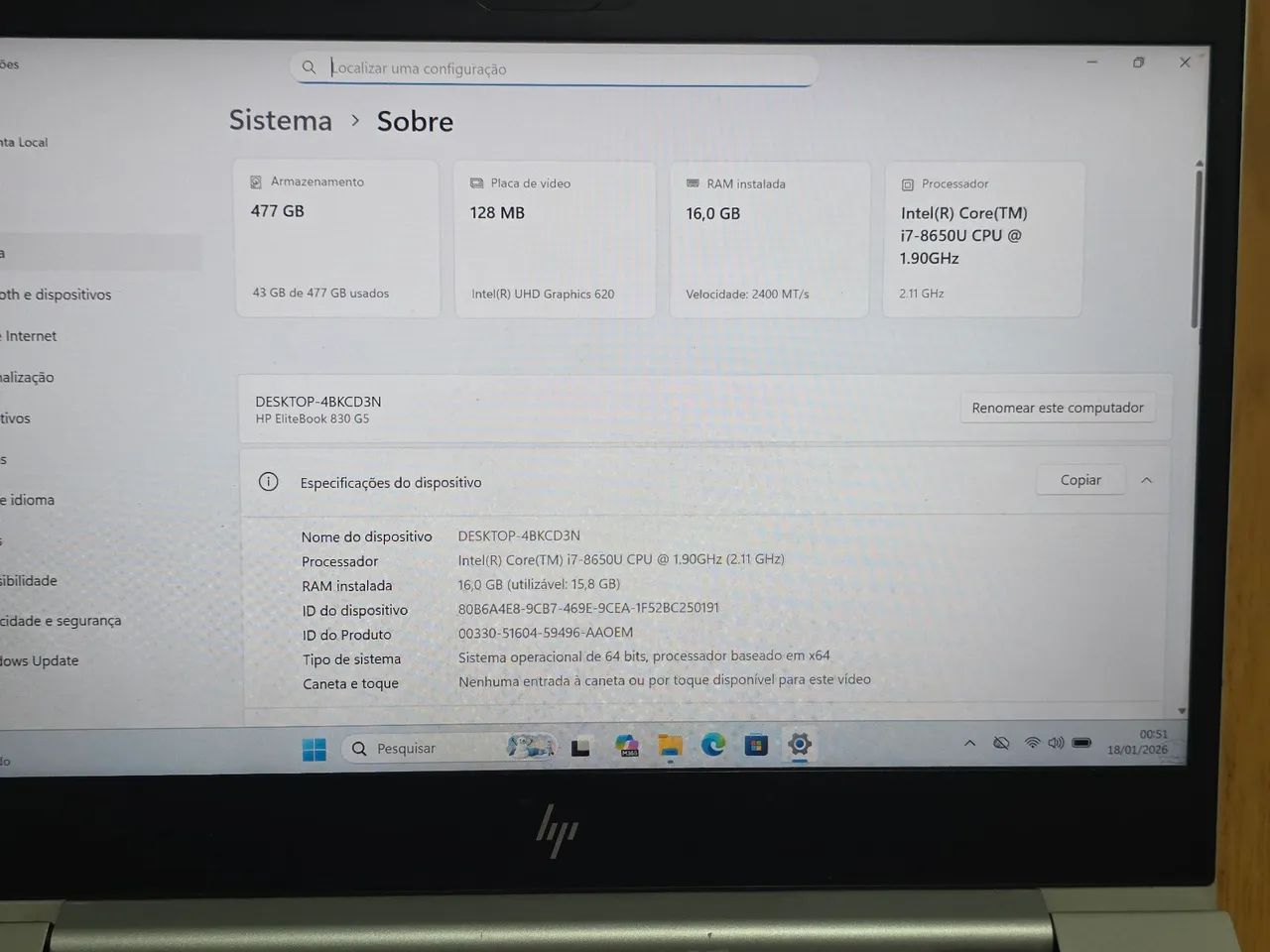 PC HP Elitebook 840 G6 i7 8650U 16GB RAM 512GB SSD Tela 14" Full HD - Foto 3