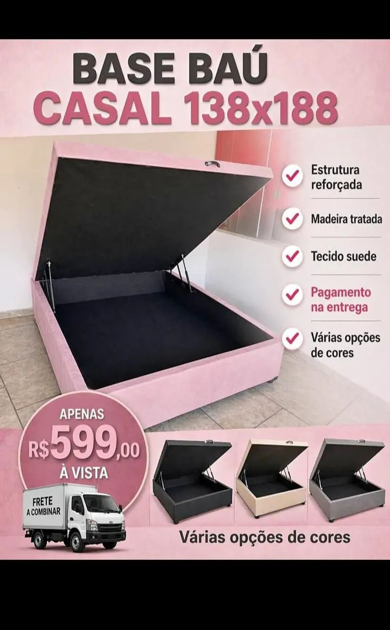 Base baú casal blindada 18mm tampo e laterais Entrega gratis