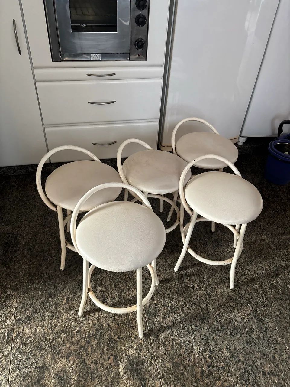 5 bancos de cozinha brancos  - Foto 2