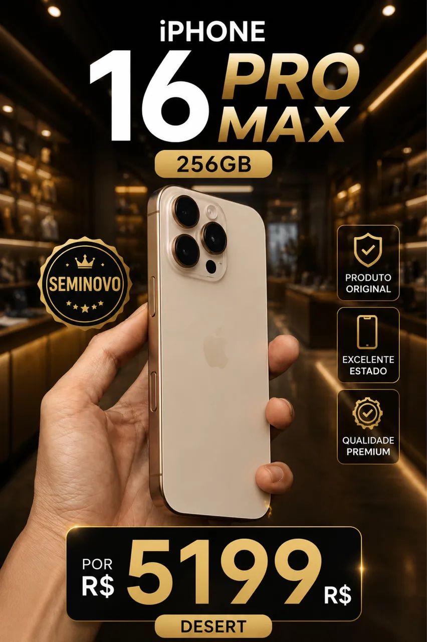 iPhone 16 PRO MAX 256GB SEMINOVO - Foto 3