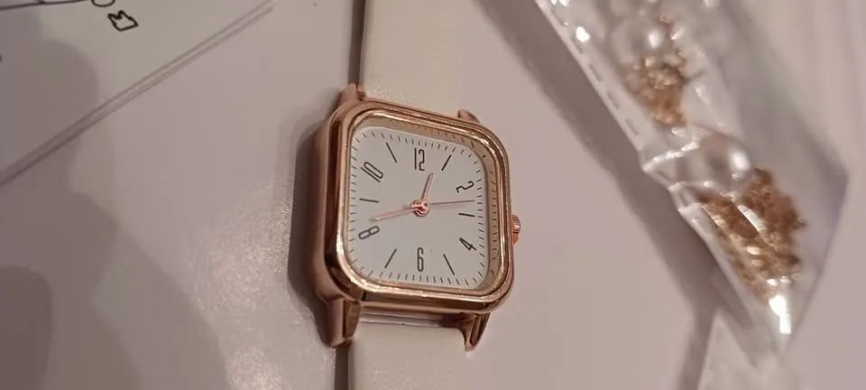 conj. 5 pçs rel ógio e 4 acessórios modelo pérola/branco. novo! - Foto 4