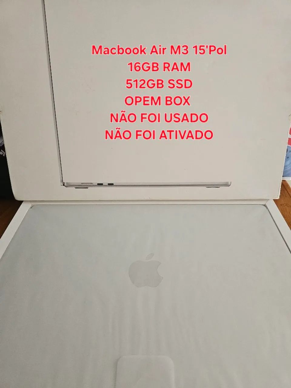 MACBOOK AIR M3 15' POL. 512GB ( OPEM BOX/ NÃO FOI ATIVADO)