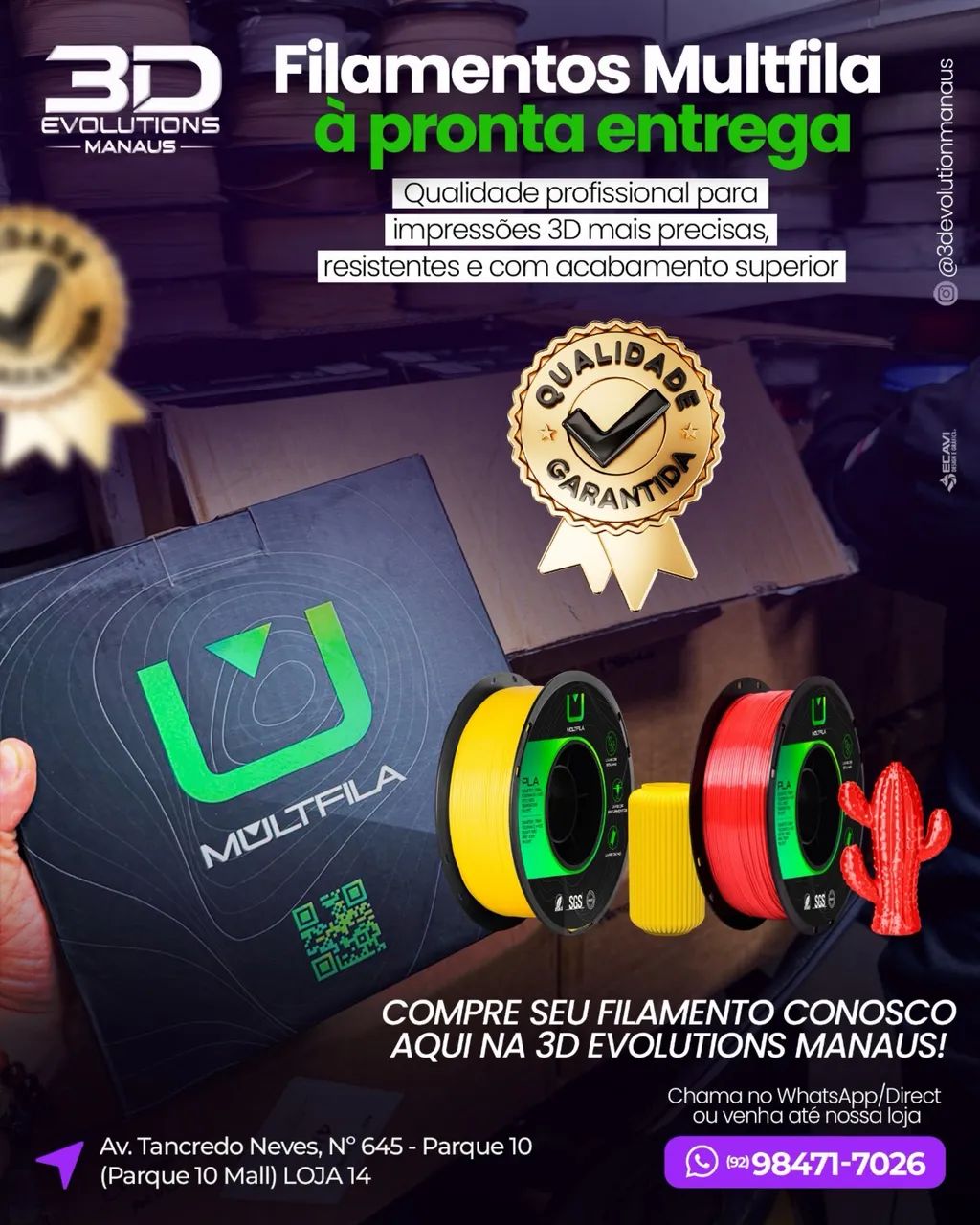 FILAMENTO PLA MULTIFILA - REVENDEDOR AUTORIZADO EM MANAUS