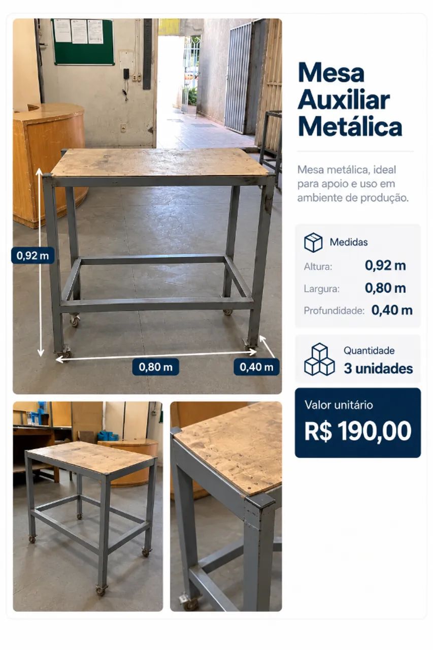 Mesa Auxiliar Metálica - Foto 2