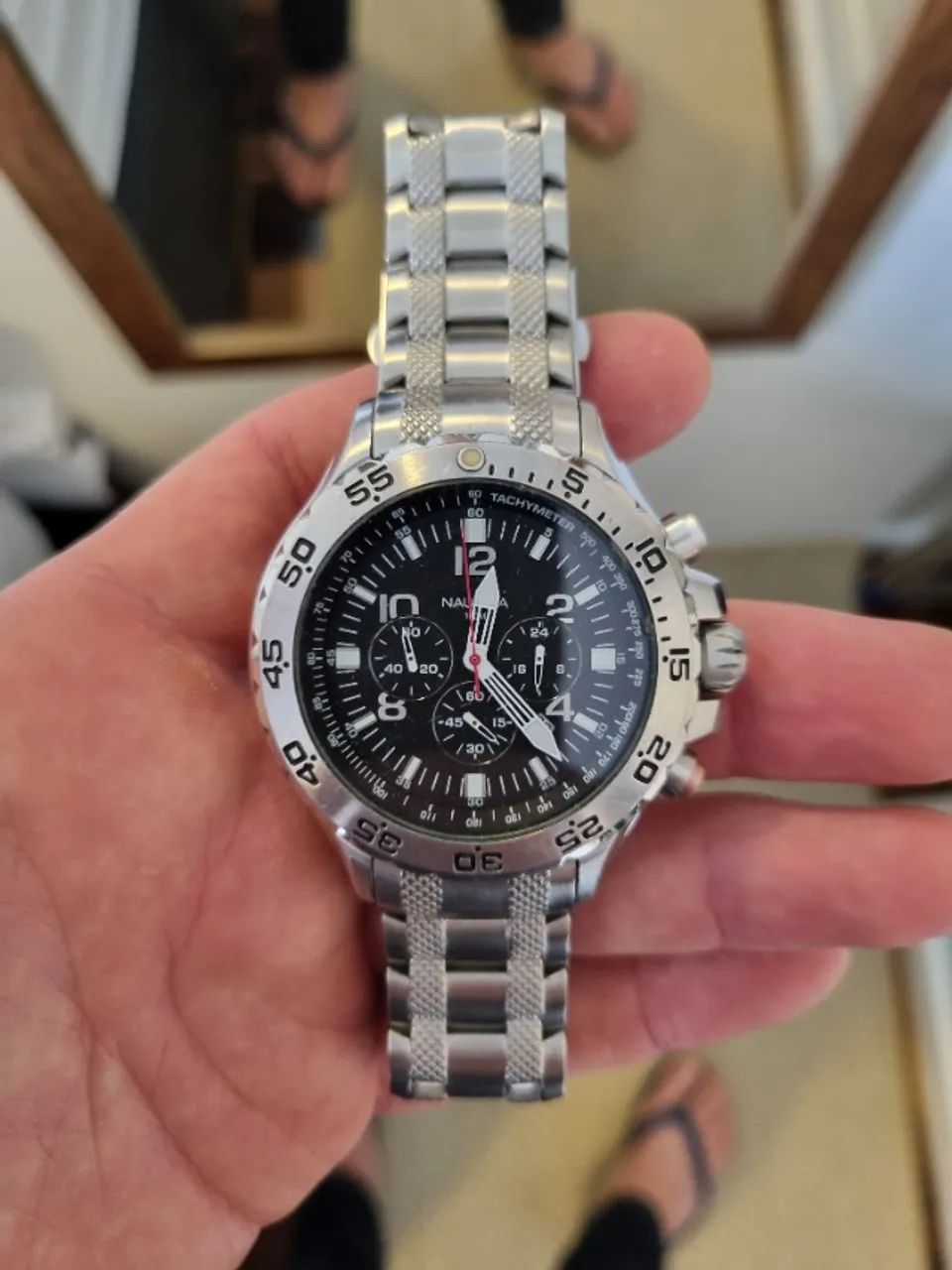 Relógio Nautica Cronógrafo Masculino Preto/Prata