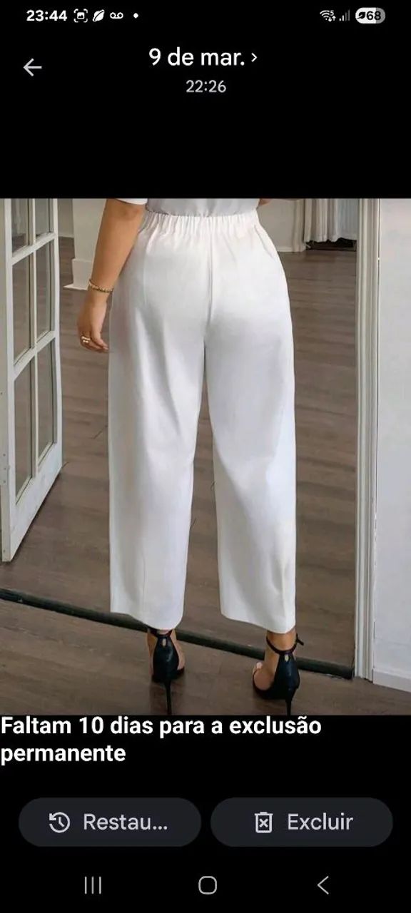 Calça larga coreana branca plus size 3xl - Foto 3