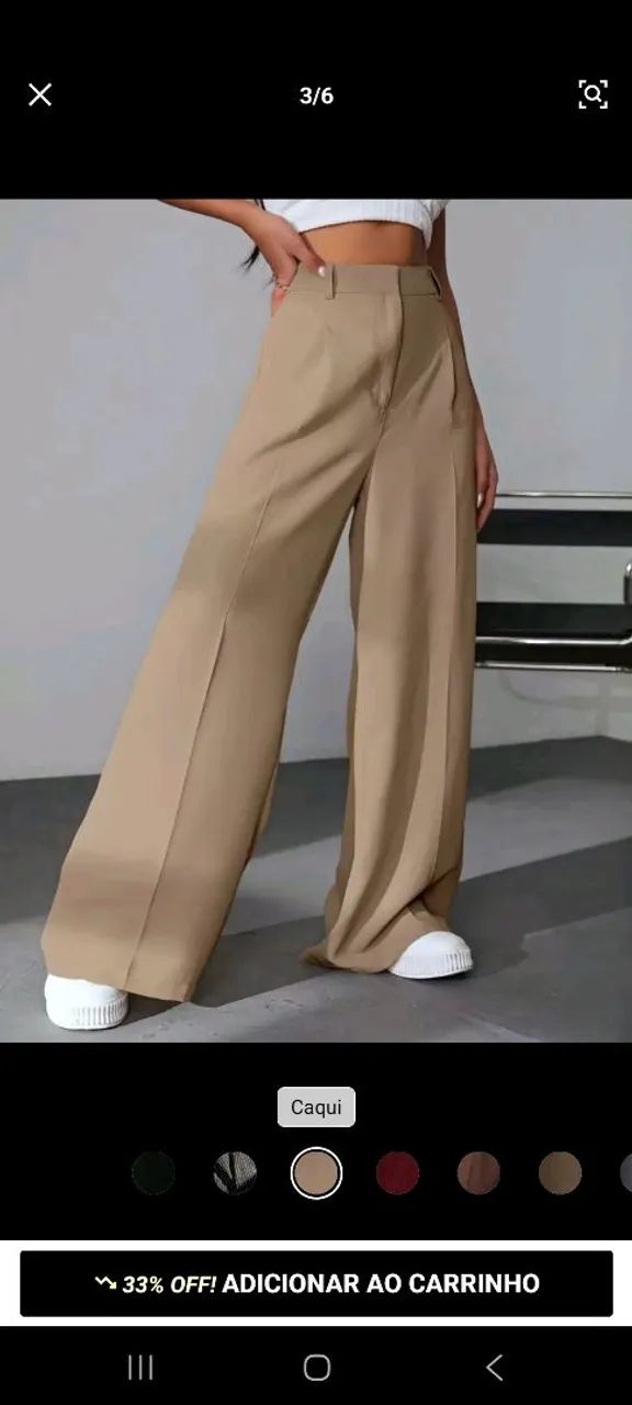 Calça pantalona alfaiataria bege - Foto 4