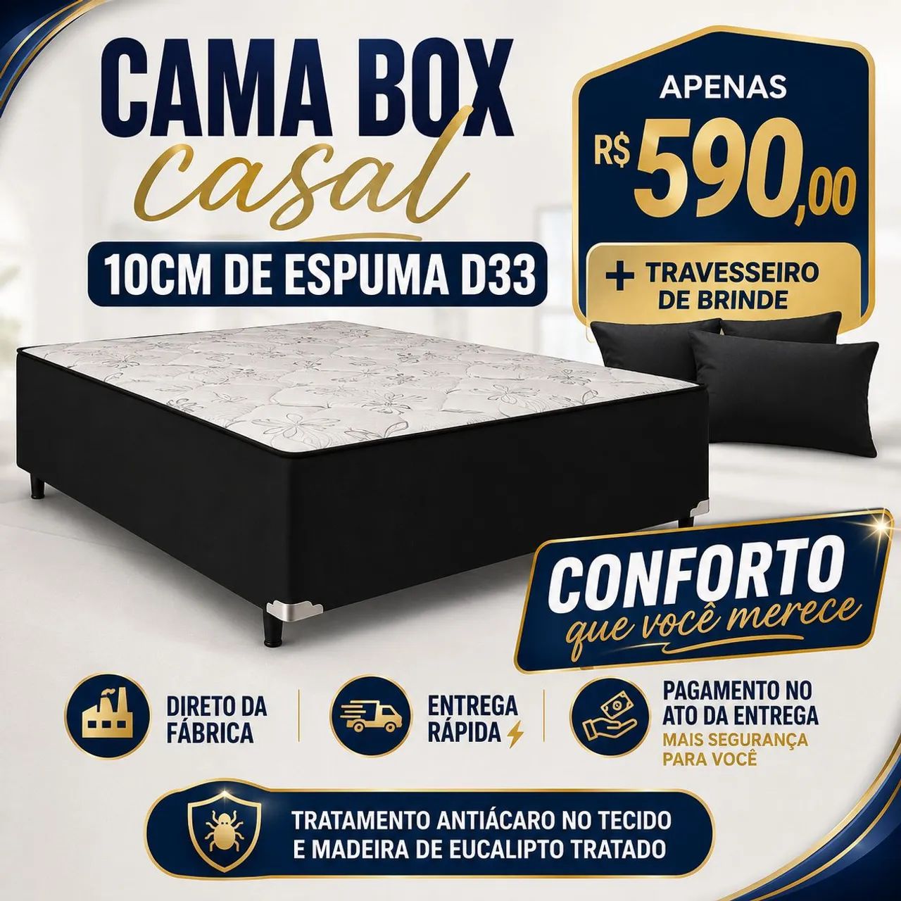 Cama Box casal 10cm D33