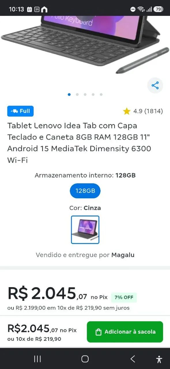 Tablet Lenovo Idea Pad k11 2.5k 128gb 8gb android Bateria 100% 11 polegadas IPS - Foto 5