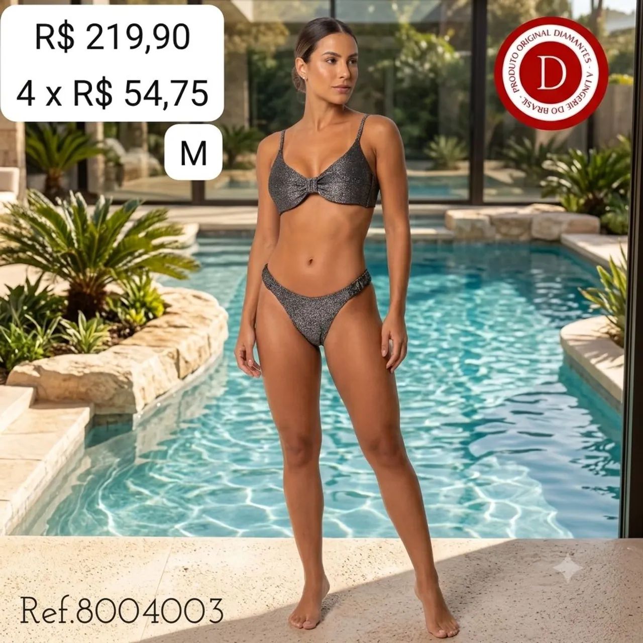 Biquini M com brilho - Diamantes Lingerie 
