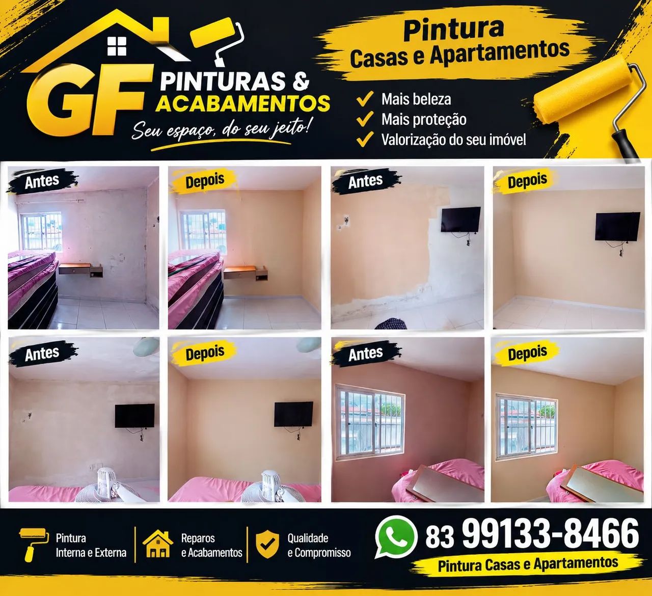 Pintura casa, apartamento e reparos e acabamentos