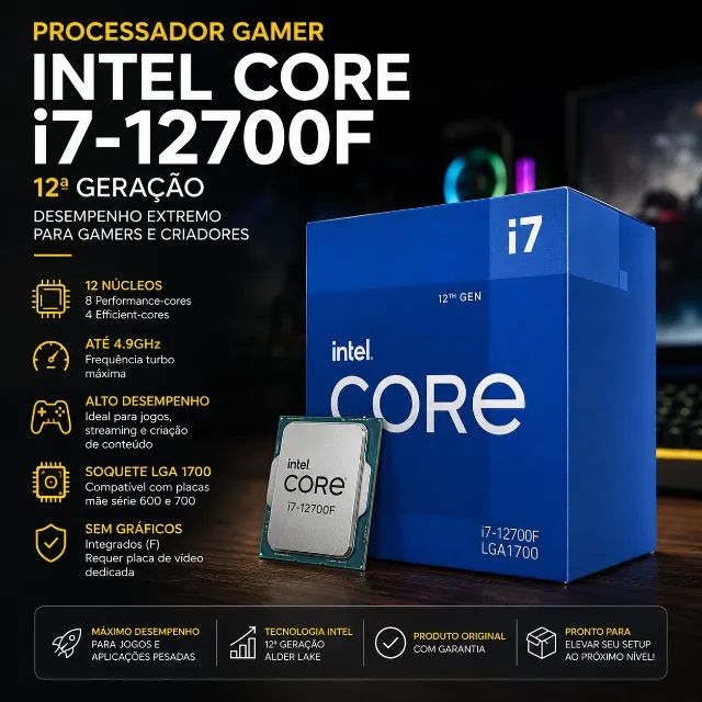 Processador Intel Core i7-12700F BX *0F de 12 núcleos e 4.9GHz