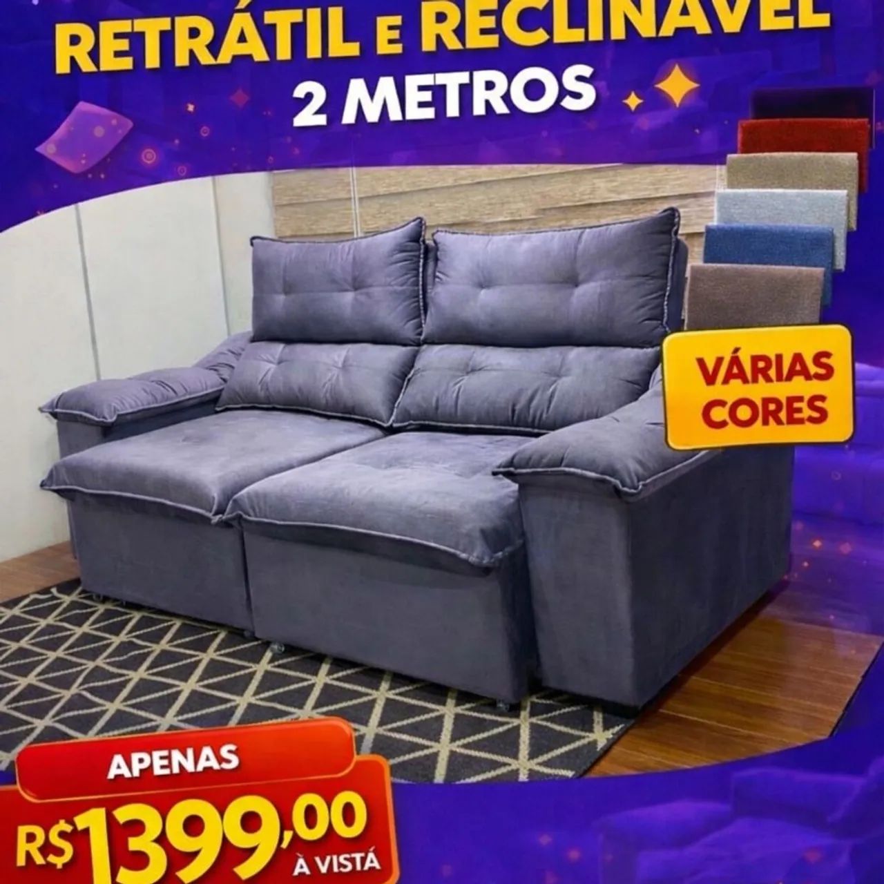 Sofá retrátil e reclinável 2 metros / NOVO / ENTREGAMOS 