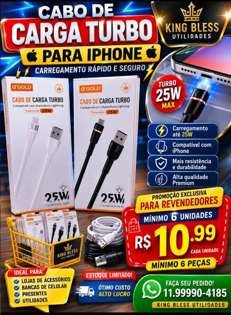 CABO USB Carregador Turbo IPHONE e Tipo C - Foto 4