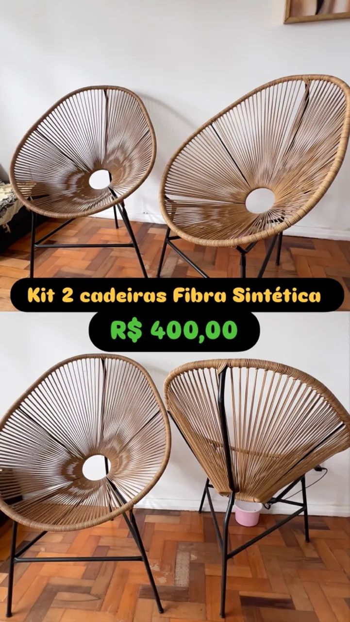 Kit 2 cadeiras fibra sintética