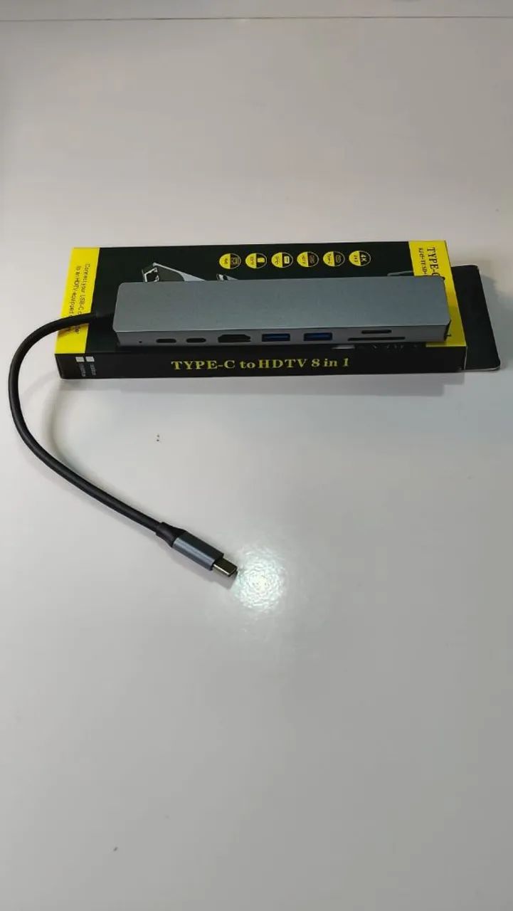 Adaptador Hub Usb- C 8 em 1 Para MacBook e Notebook/ PC HDMI 4K RJ45, USB 3.0  - Foto 2