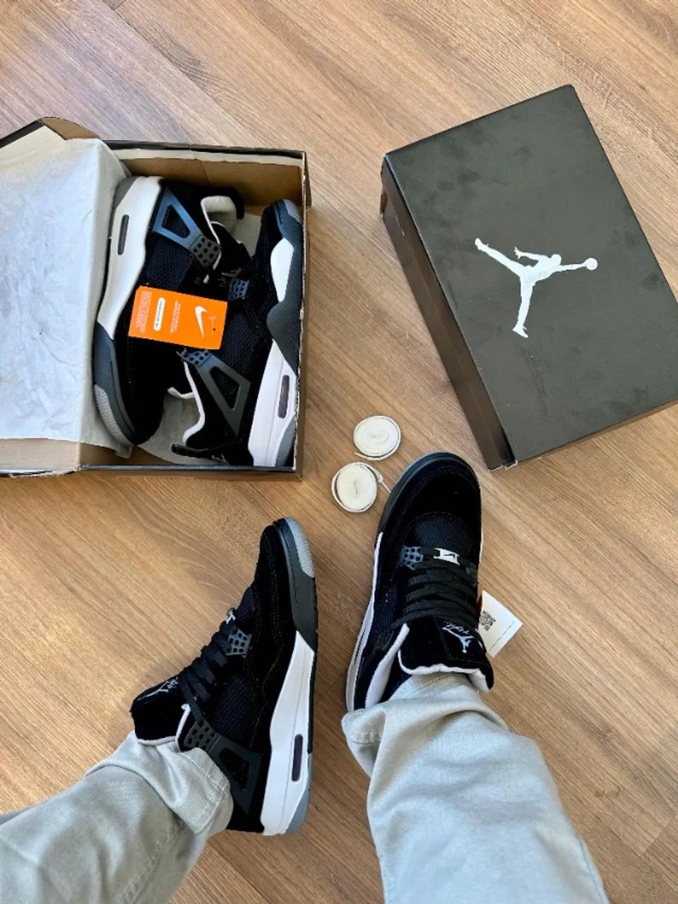 Tênis Nike Jordan 4 Preto Solado Branco Masculino Premium - Foto 3