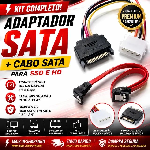 CABO SATA - FUNCIONA EM QUALQUER PC - ENTREGAMOS RÁPIDO!