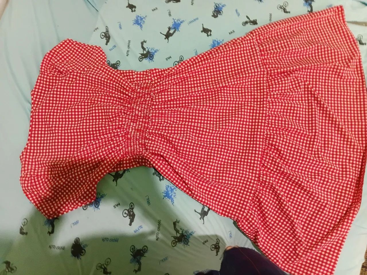 Vestido quadriculado vermelho M - Foto 4