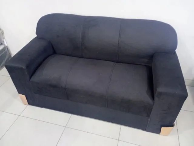 Sofá 3 Lugares Xaropinho Sued Preto - Entrega Rápida! 