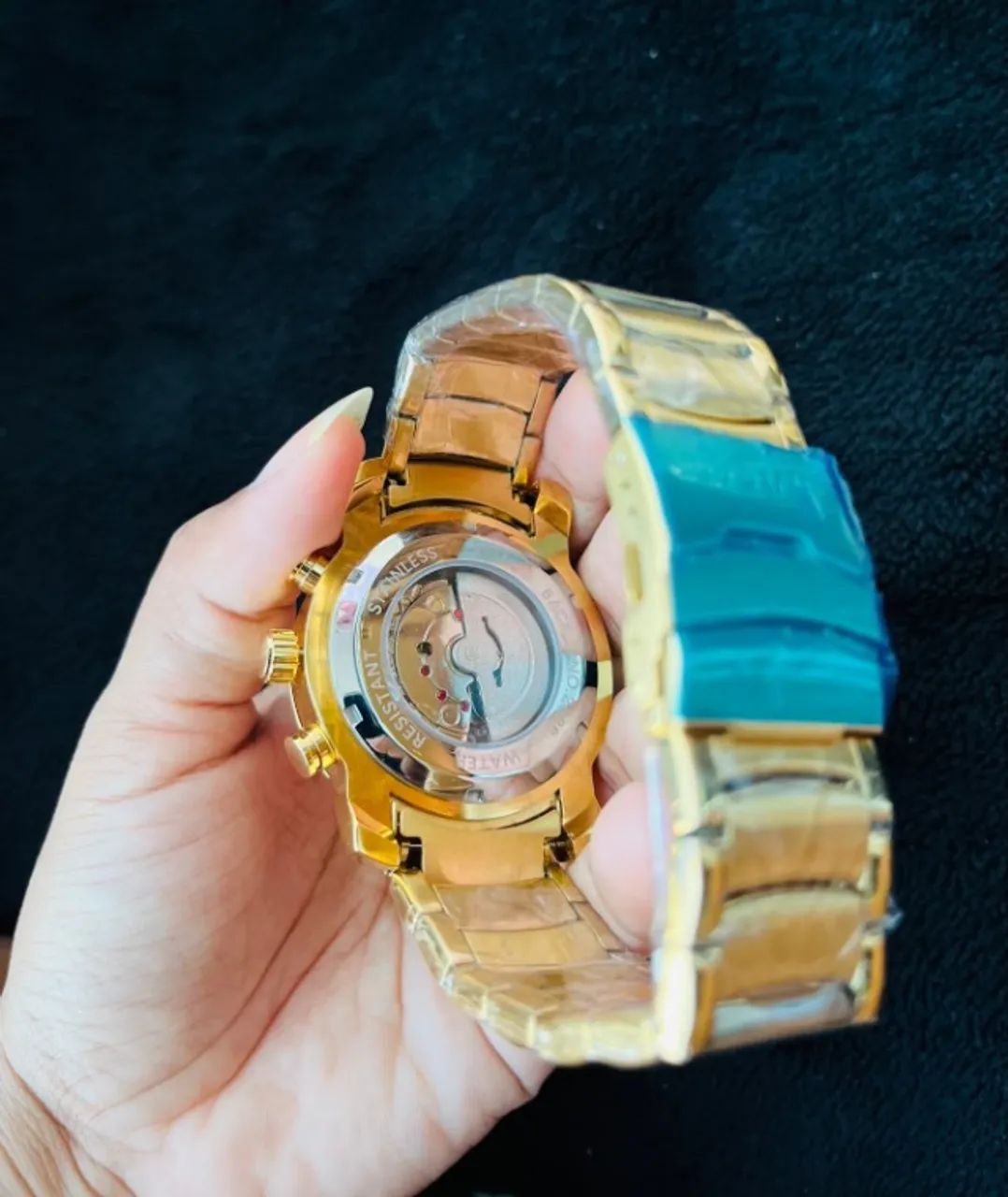 Bvlgari skeleton preto e fundo de vidro - Foto 3