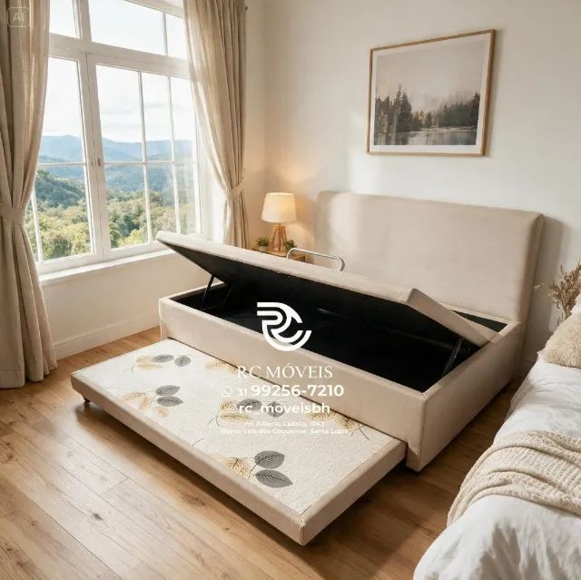 Cama Box Baú Solteiro com Auxiliar 88x1,88 D33 Suede Chocolate - Foto 3